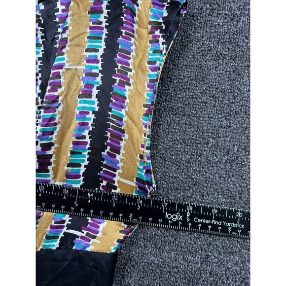Trina Turk Dress Womens 4 Multicolor Black Gold Silk Sheath Made in USA Lined - Picture 5 of 6